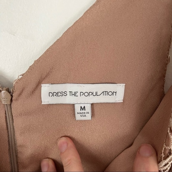 DRESS THE POPULATION Ava Nude Lace Mini Dress - Picture 7 of 8